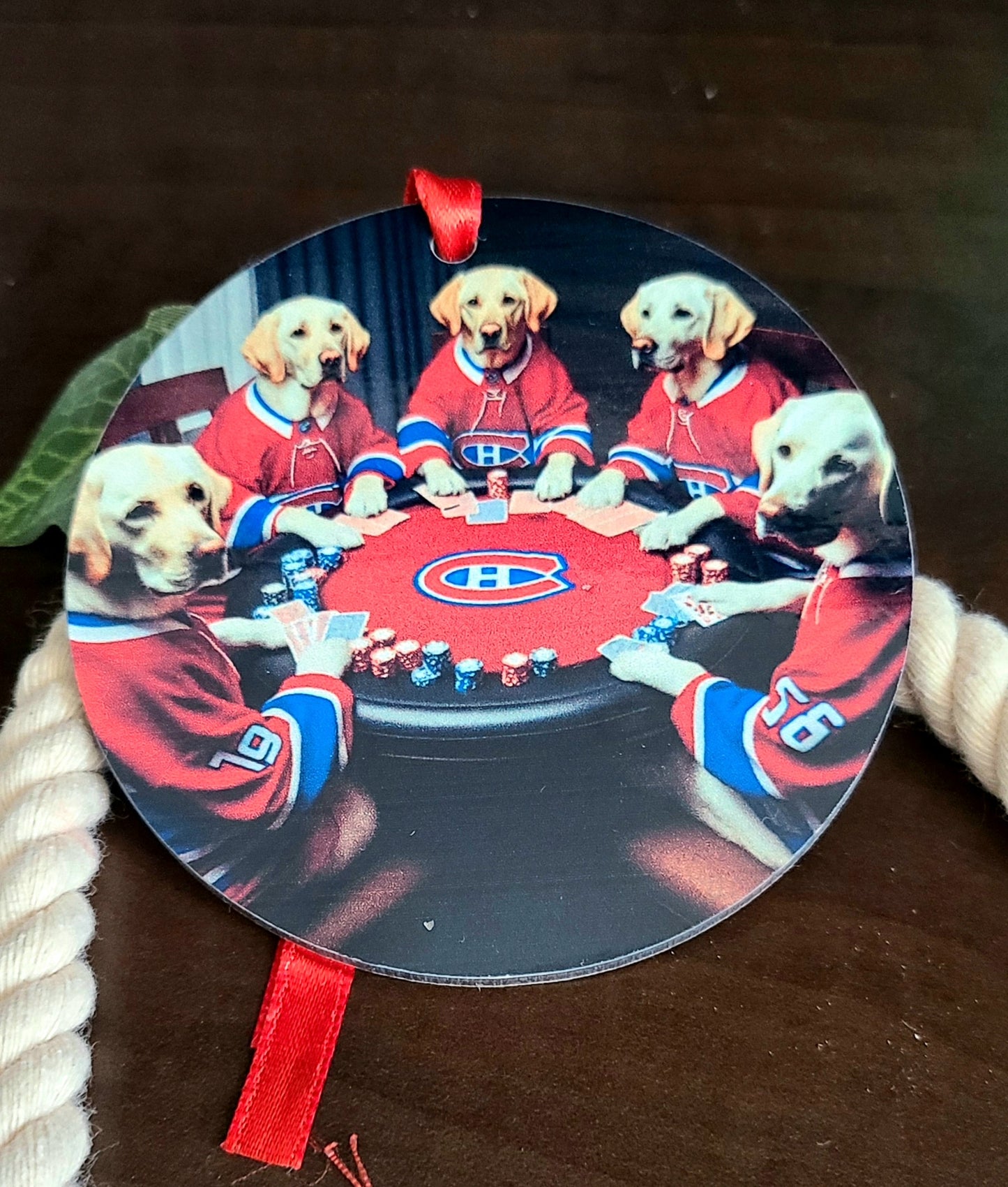Montreal Canadiens Dogs Playing Poker Tree Ornament