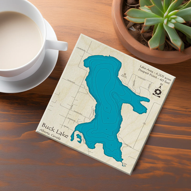 Buck Lake Alberta Map Coasters