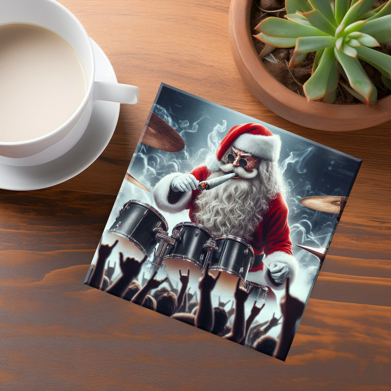 Drummer Bad Santa Coaster