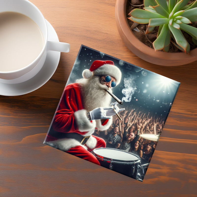 Drummer Bad Santa Coaster