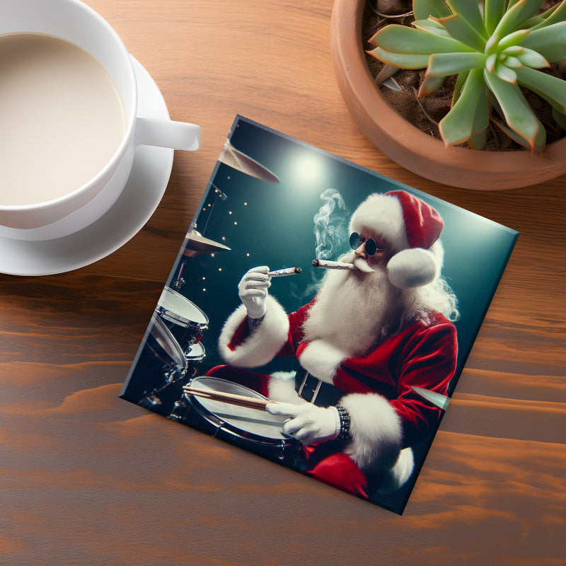 Drummer Bad Santa Coaster