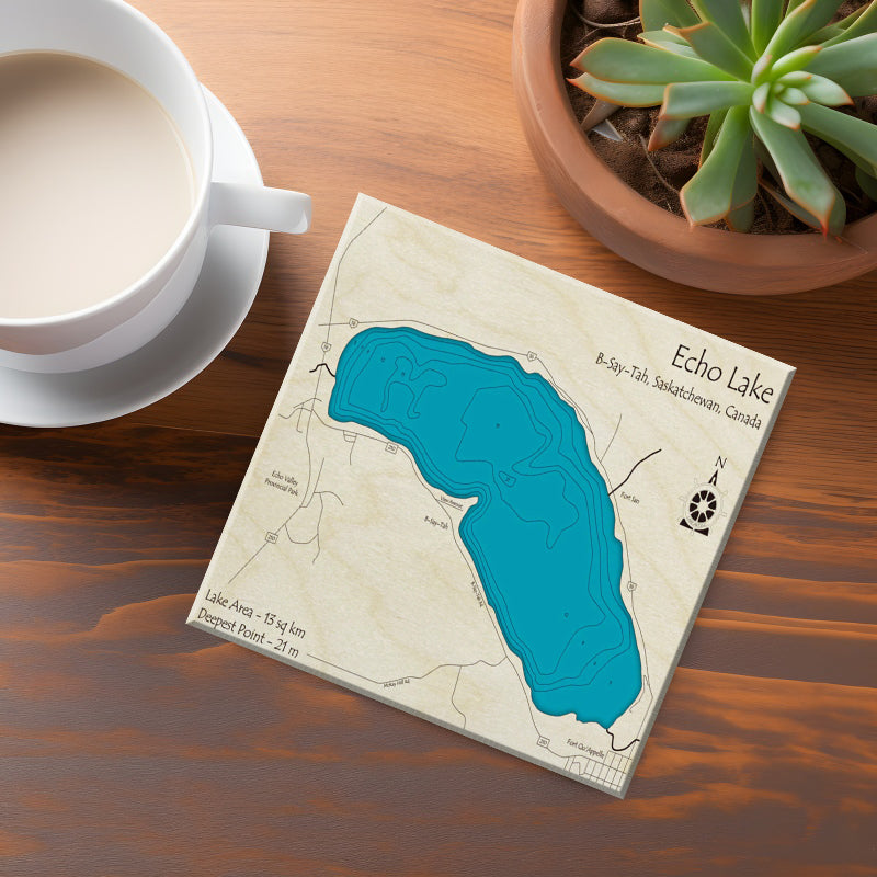Echo Lake Sask Map Coasters