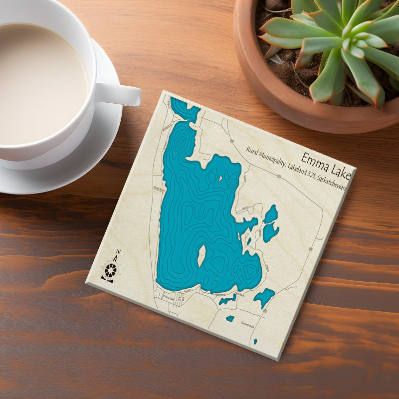 Emma Lake Sask Map Coasters