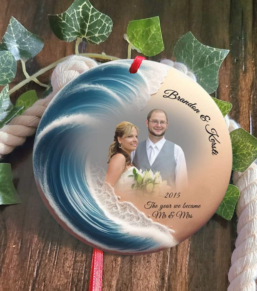 Personalized Wedding Photo Tree Ornament