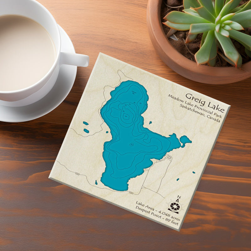 Greig Lake Sask Map Coasters
