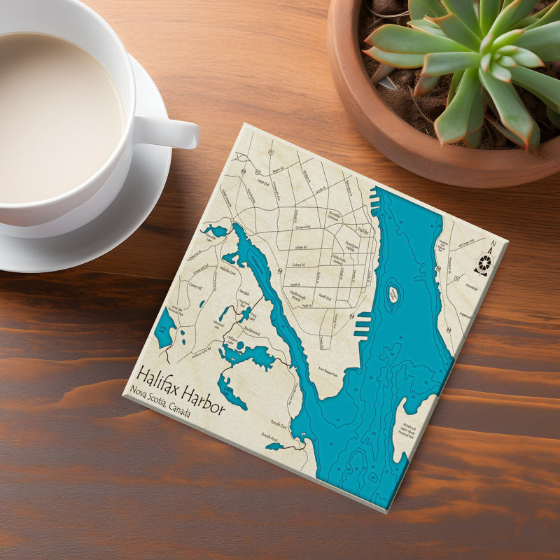 Halifax Harbour NS Map Coasters