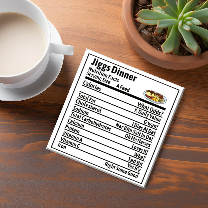 Jiggs Dinner Nutrition Facts Coaster