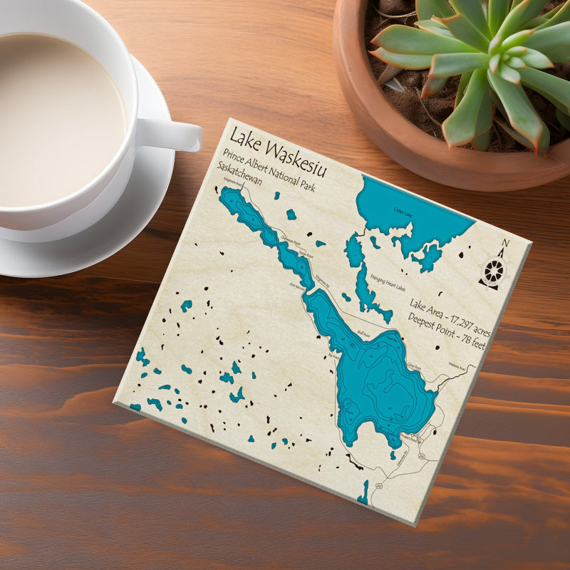 Lake Waskesiu Sask Map Coasters