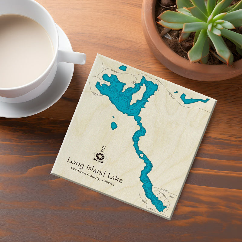 Long Island Lake Alberta Map Coasters
