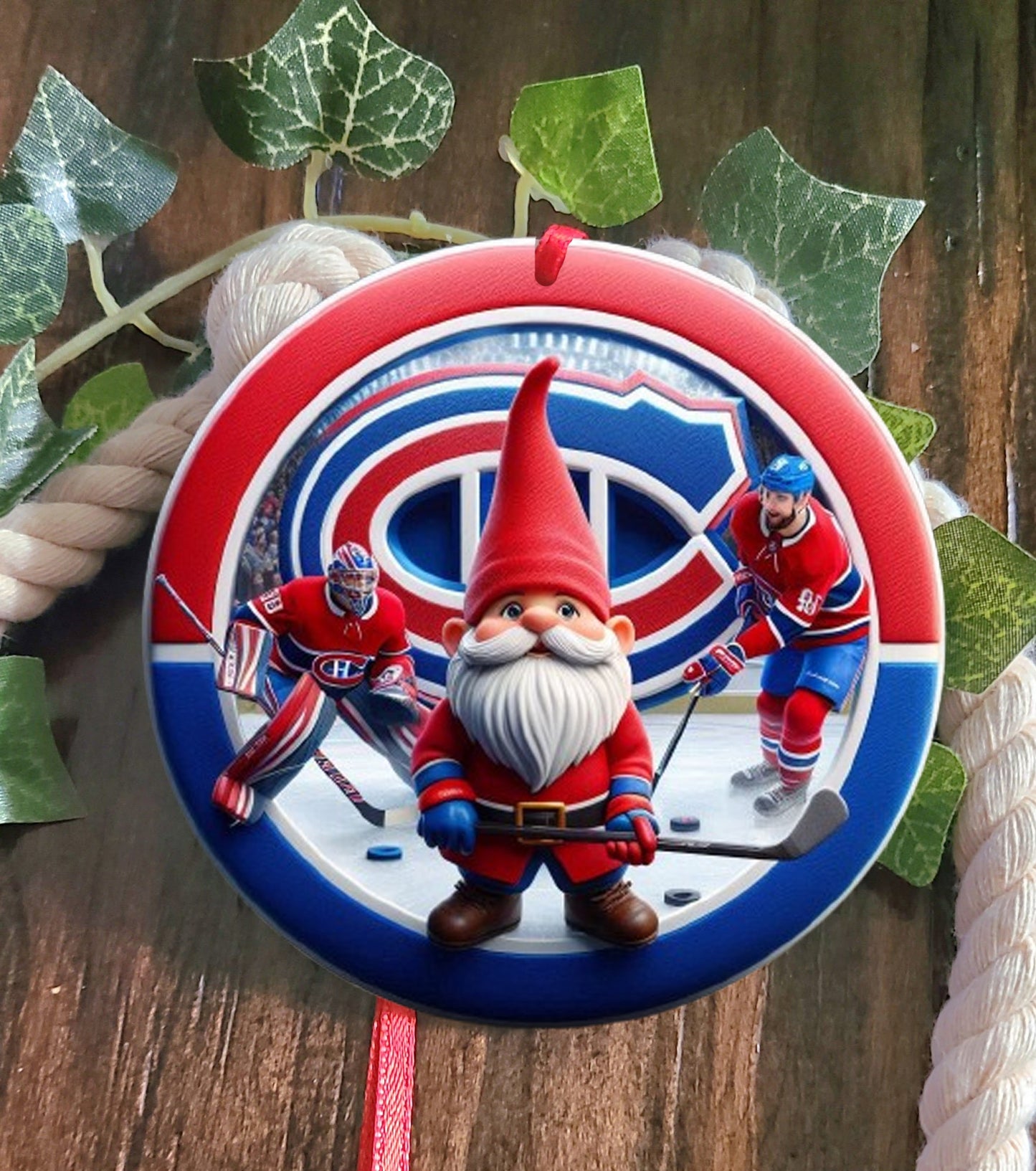 Montreal Canadiens Gnome Santa Tree Ornament