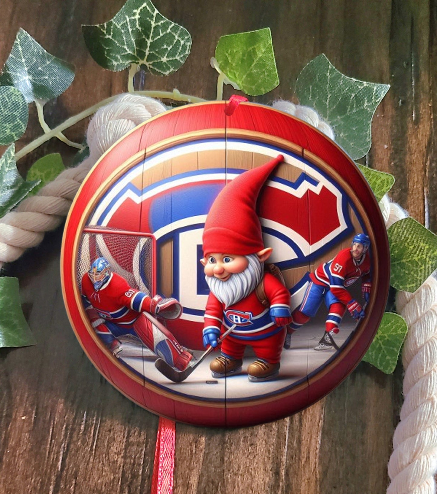 Montreal Canadiens Gnome Santa Tree Ornament