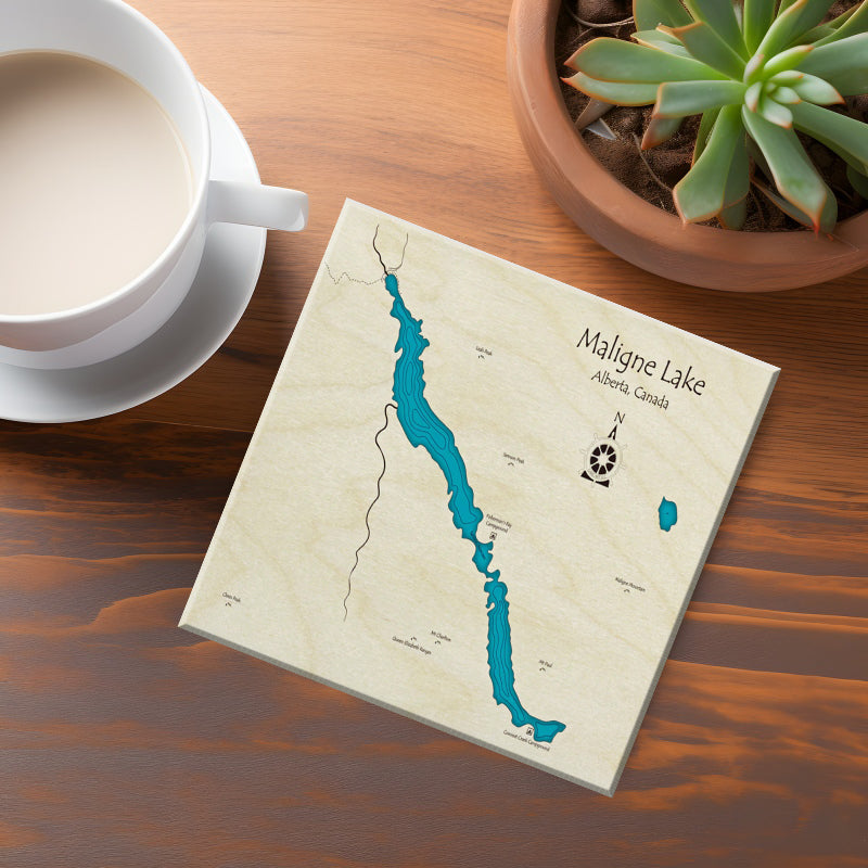 Maligne Lake Alberta Map Coasters