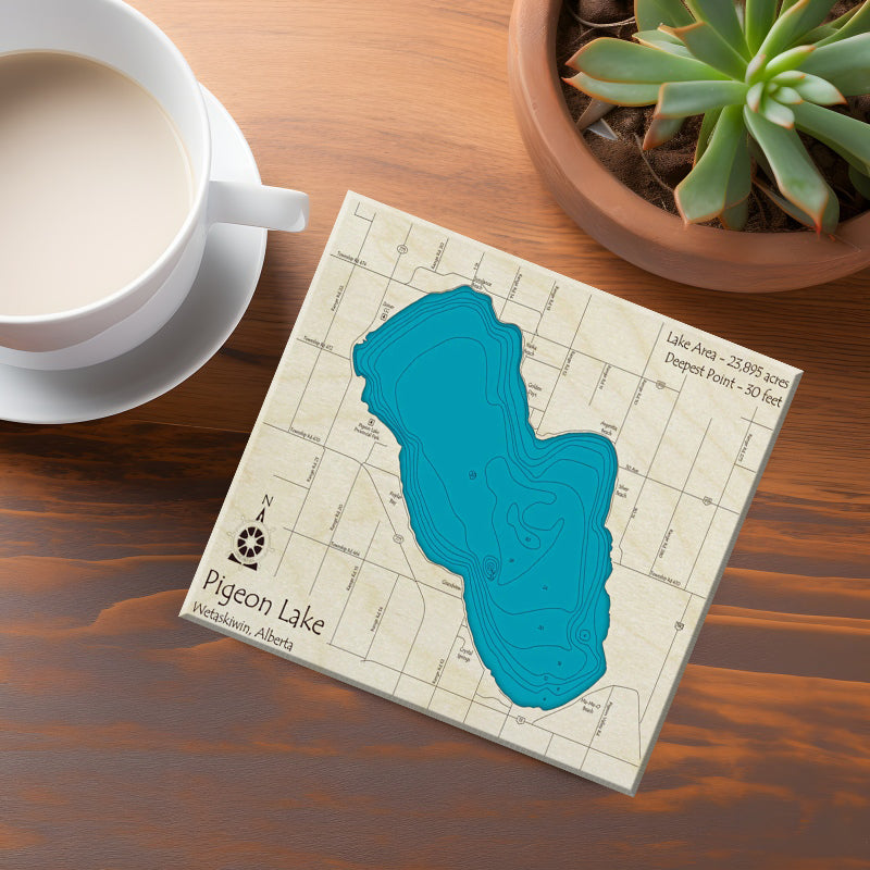 Pigeon Lake Alberta Map Coasters