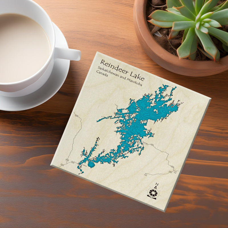 Reindeer Lake Sask Map Coasters