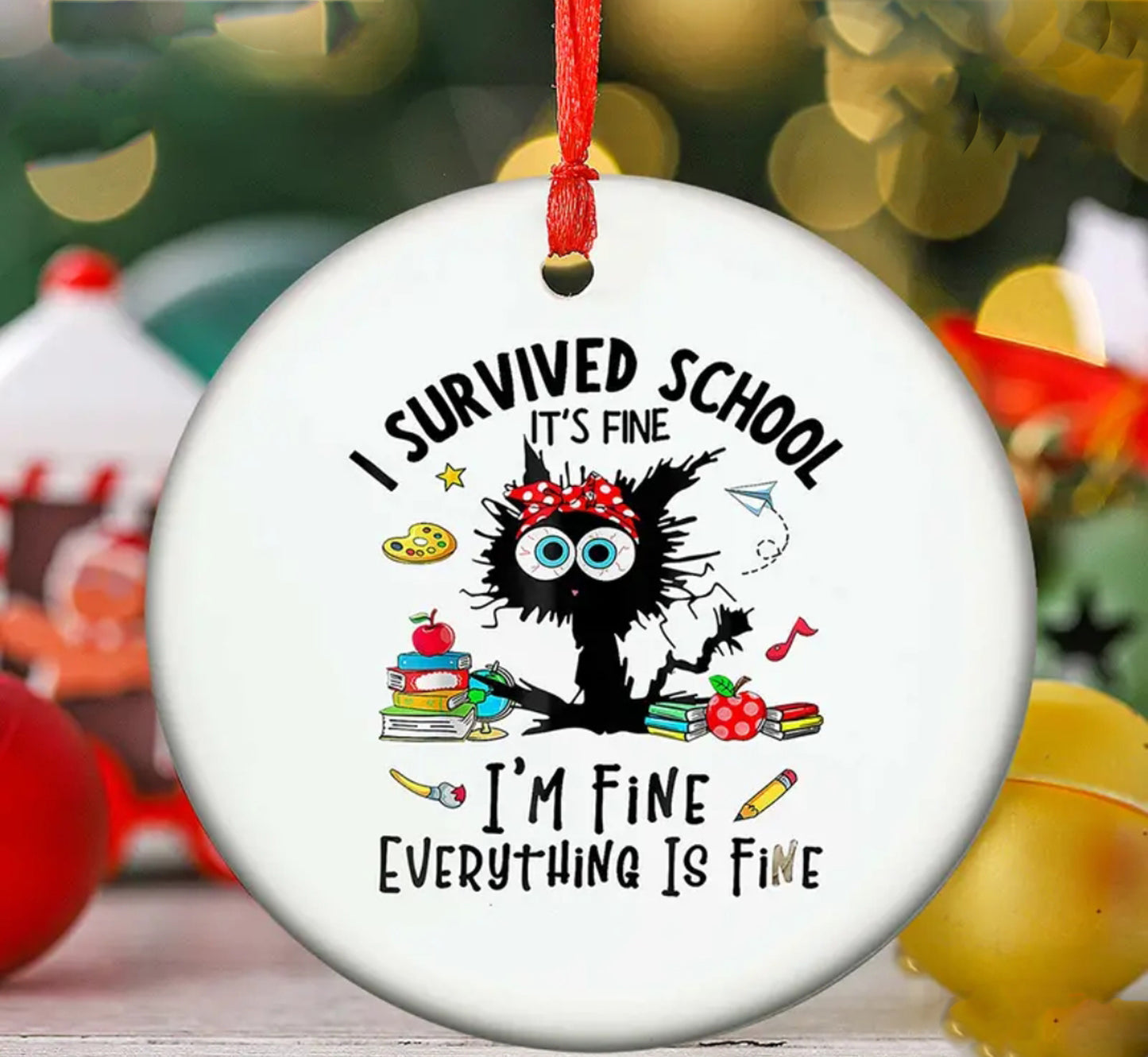 I Survived School Tree Ornament