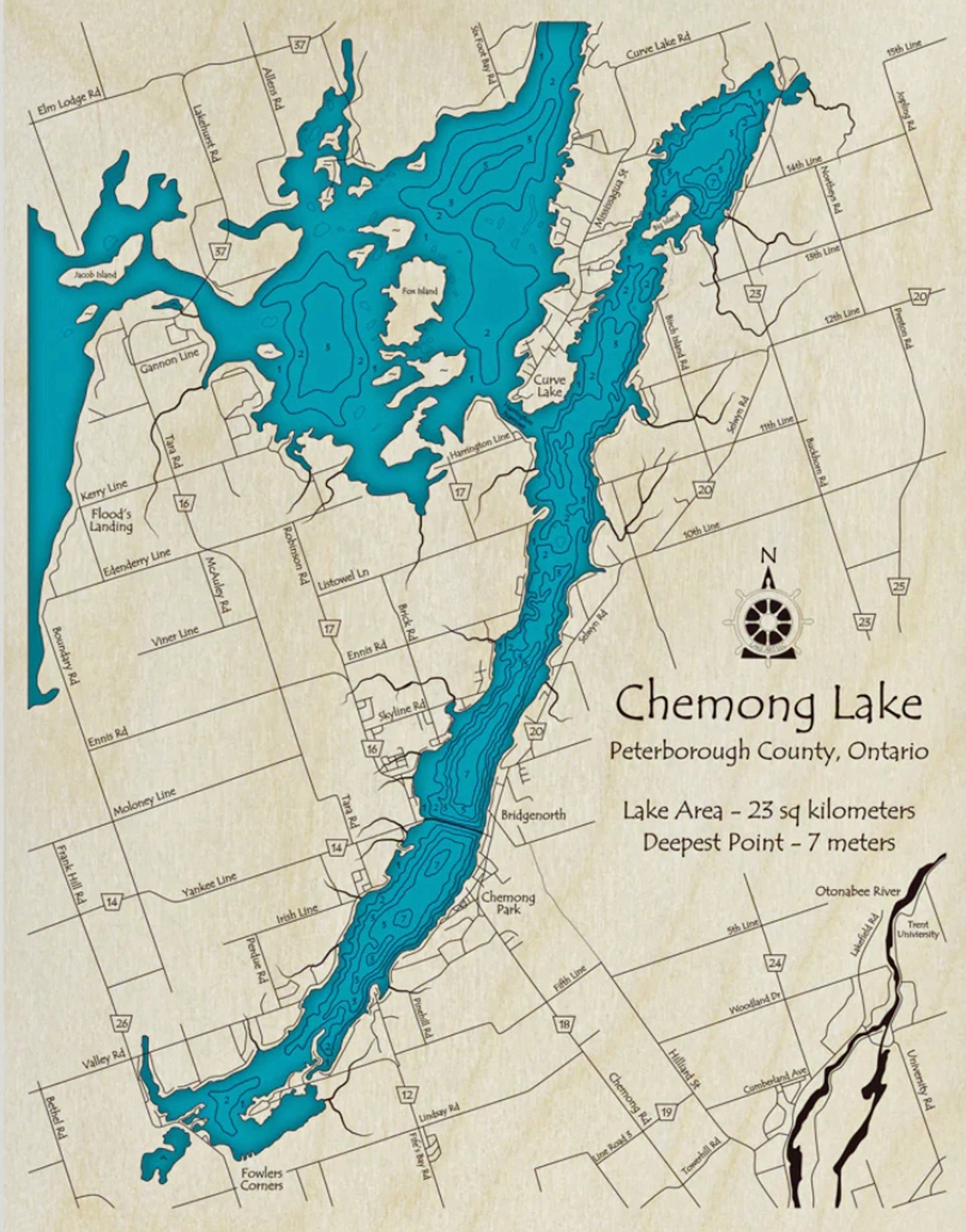 Chemong Lake Map Print
