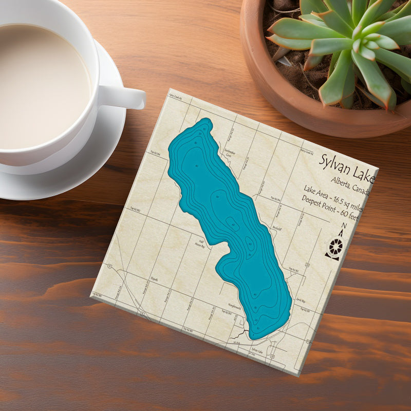 Sylvan Lake Alberta Map Coasters