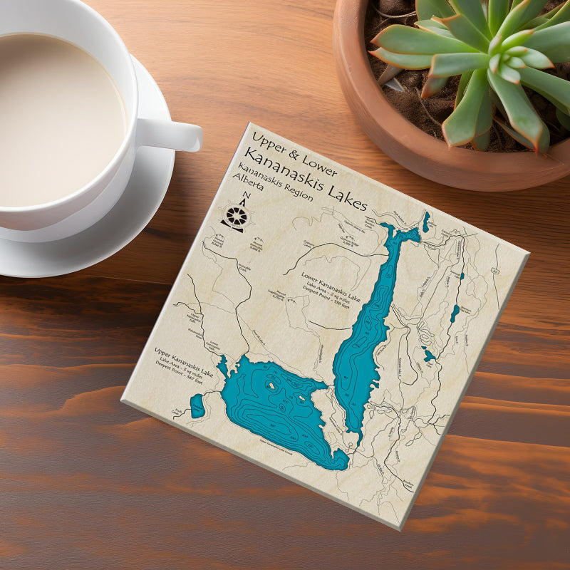 Upper & Lower Kananaskis Lakes Alberta Map Coasters