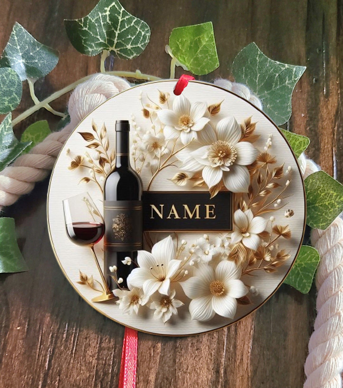 Personalized Wine Name Tree Ornament