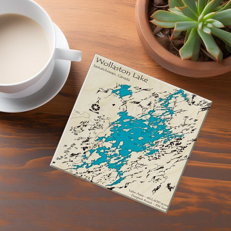 Wollaston Lake Sask Map Coasters