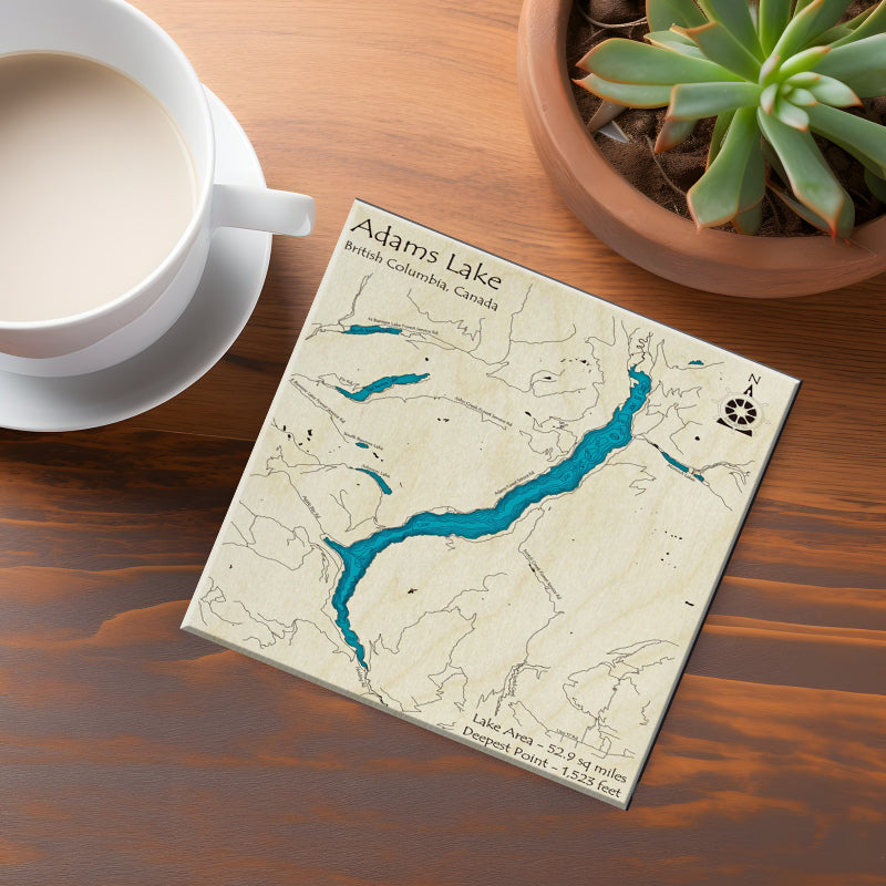 Adams Lake BC Map Coasters