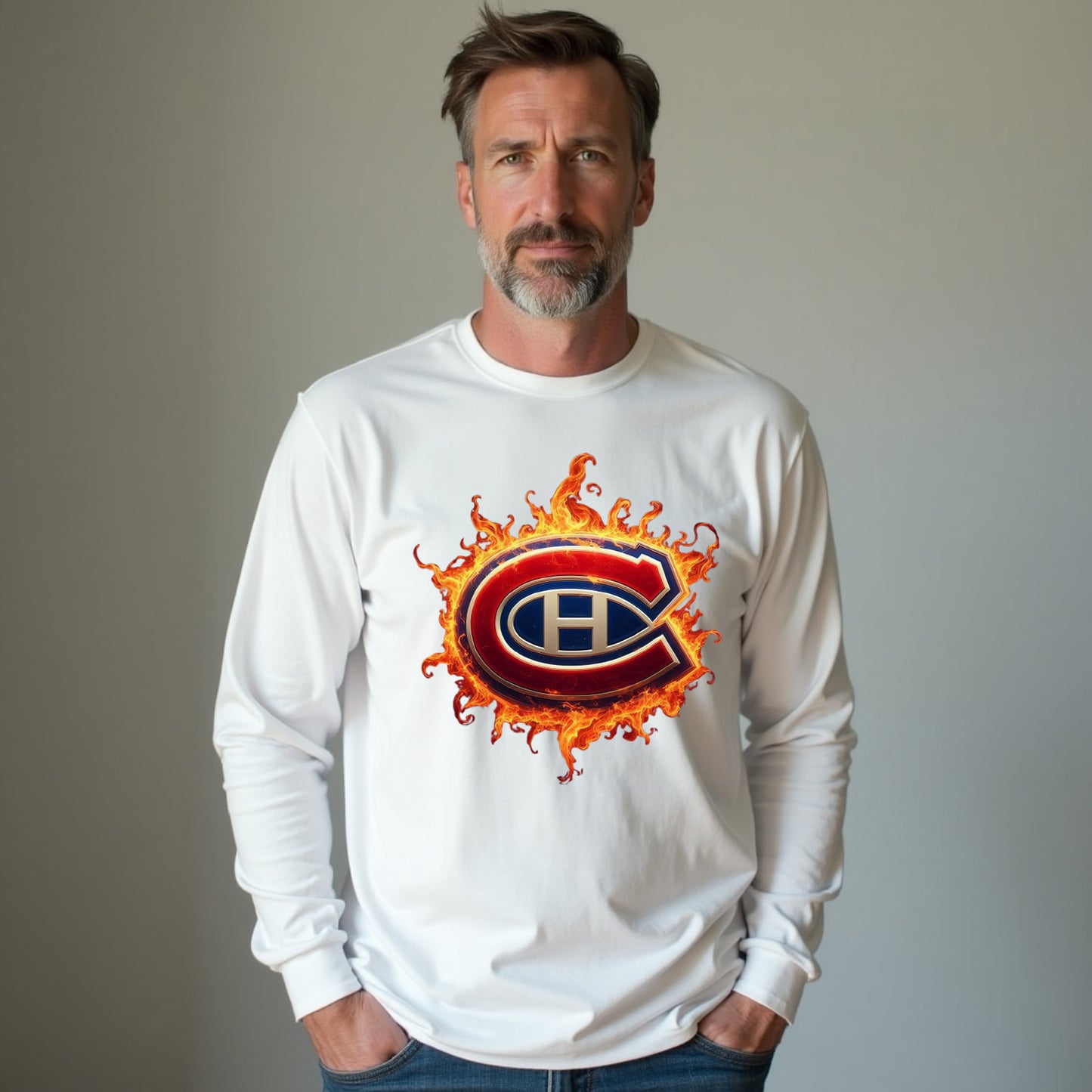 Montreal Canadiens, "Flames" Long Sleeve T Shirt
