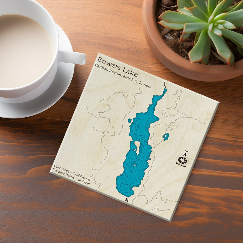 Bowers Lake BC Map Coasters