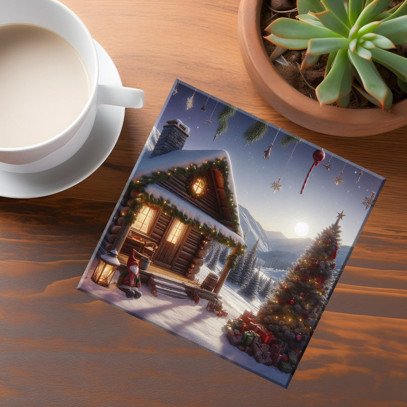 Christmas Cabin Coaster