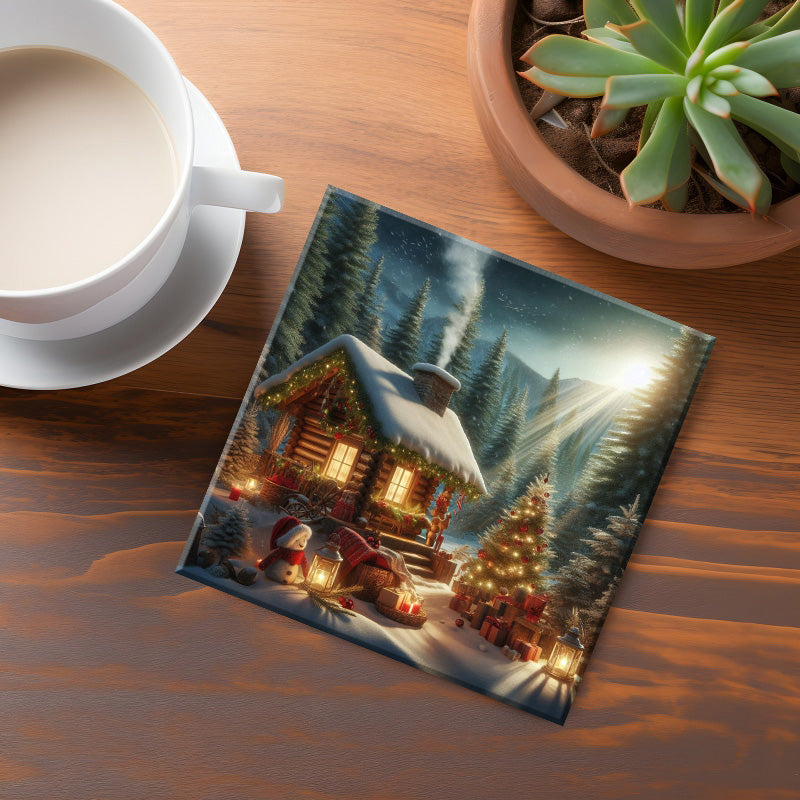 Christmas Cabin Coaster
