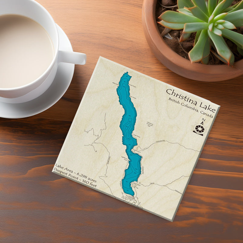 Christina Lake BC Map Coasters