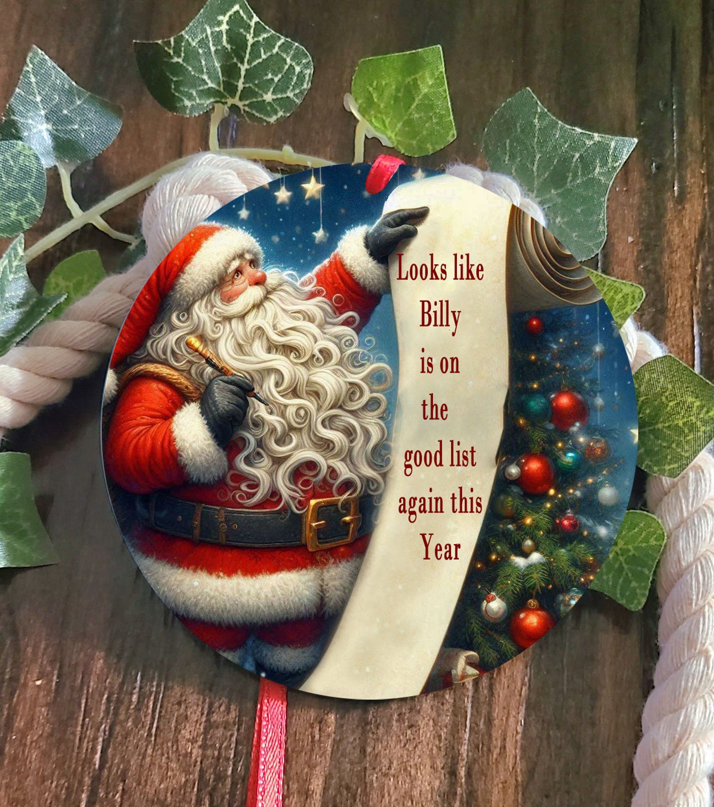 Personalized Good List Tree Ornament