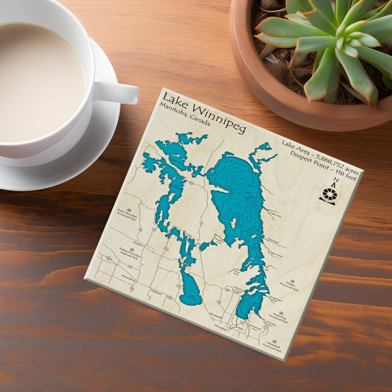 Lake Winnipeg Manitoba Map Coasters