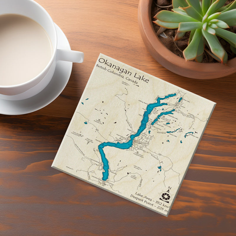 Okanagan Lake BC Map Coasters