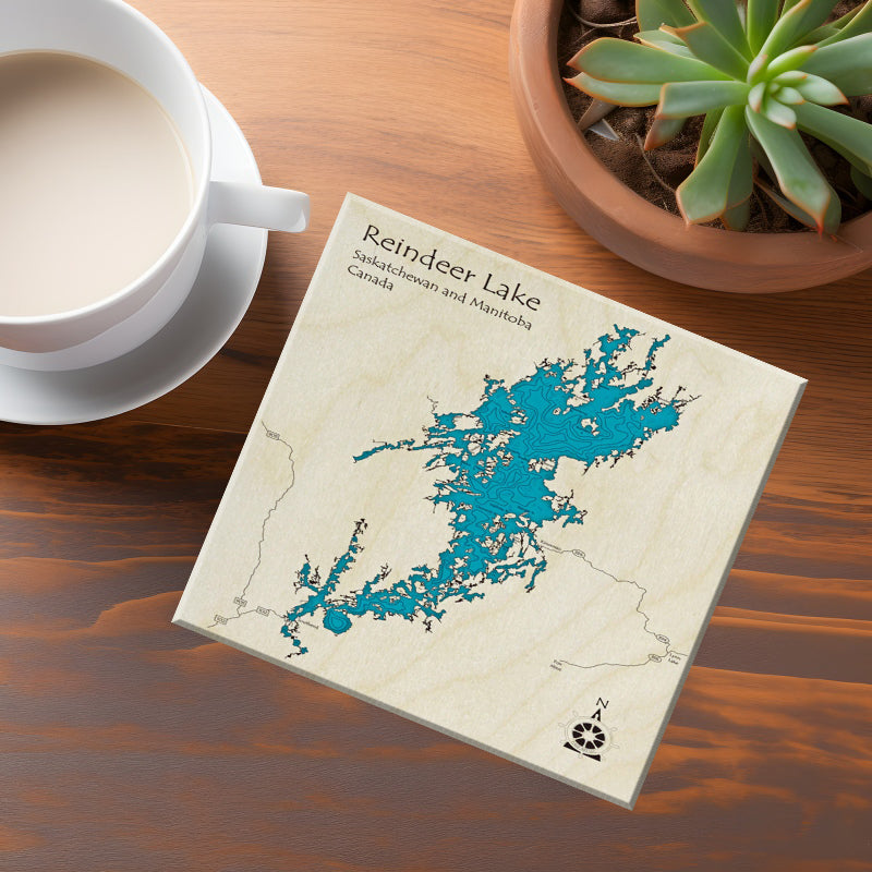 Reindeer Lake Manitoba Map Coasters
