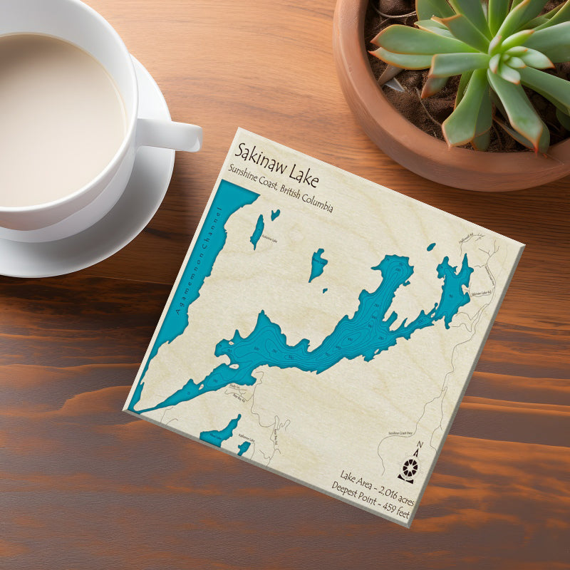 Sakinaw Lake BC Map Coasters