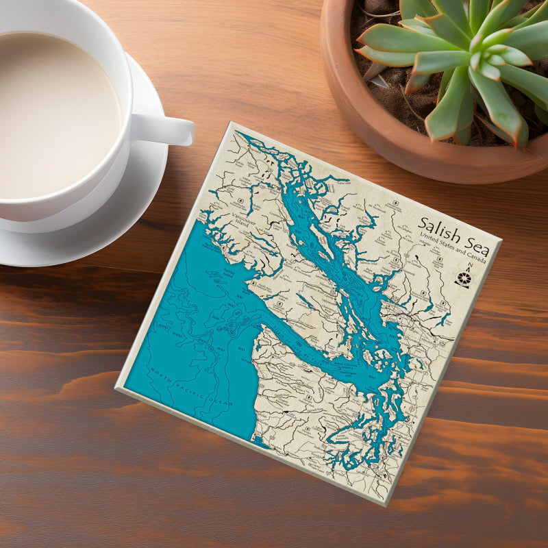 Salish Sea BC Map Coasters