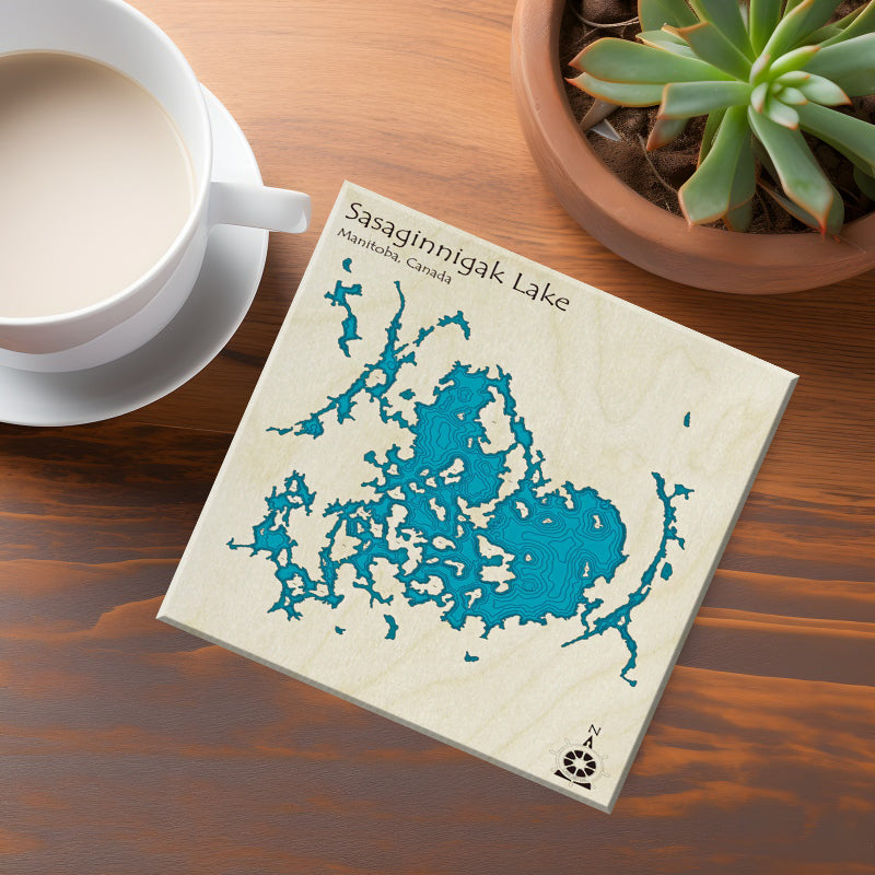 Sasaginnigak Lake Manitoba Map Coasters
