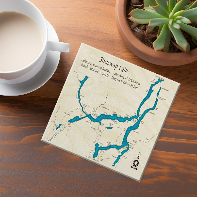 Shuswap Lake BC Map Coasters