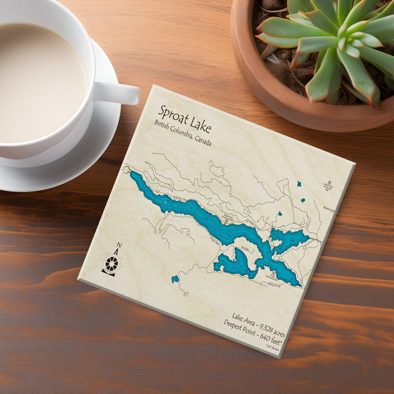 Sproat Lake BC Map Coasters