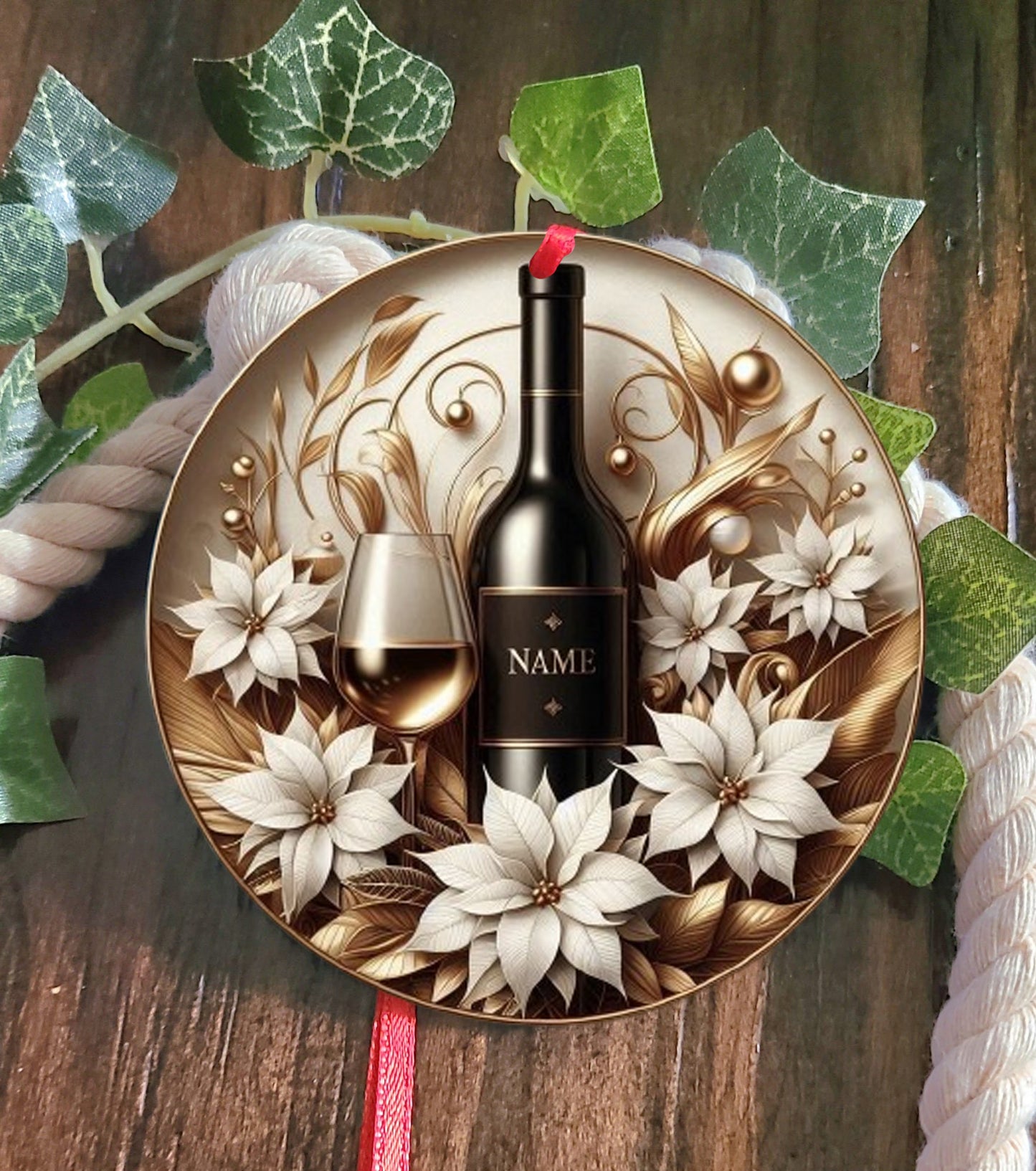 Personalized Wine Name Tree Ornament