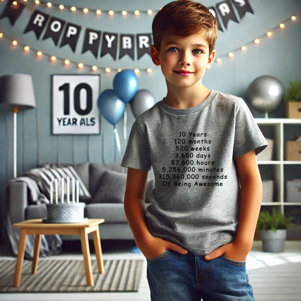 Unisex 10 Years, Days, Weeks, Hours, Minutes, Seconds T Shirt
