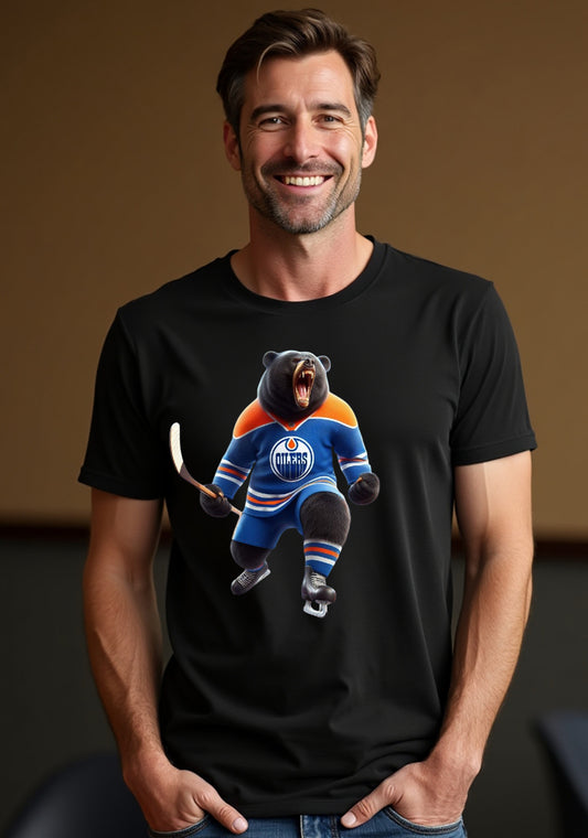 Edmonton Oilers, The Bear in Blue & Orange T Shirt