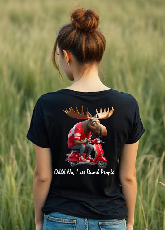 Ladies I See Dumb People V Neck T Shirt