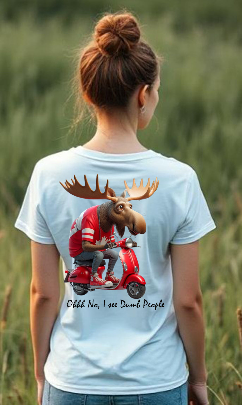 Ladies I See Dumb People V Neck T Shirt