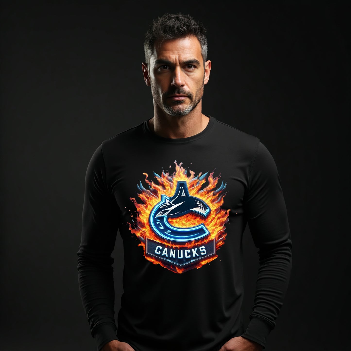 Vancouver Canucks, "The Flames" Long Sleeve T Shirt