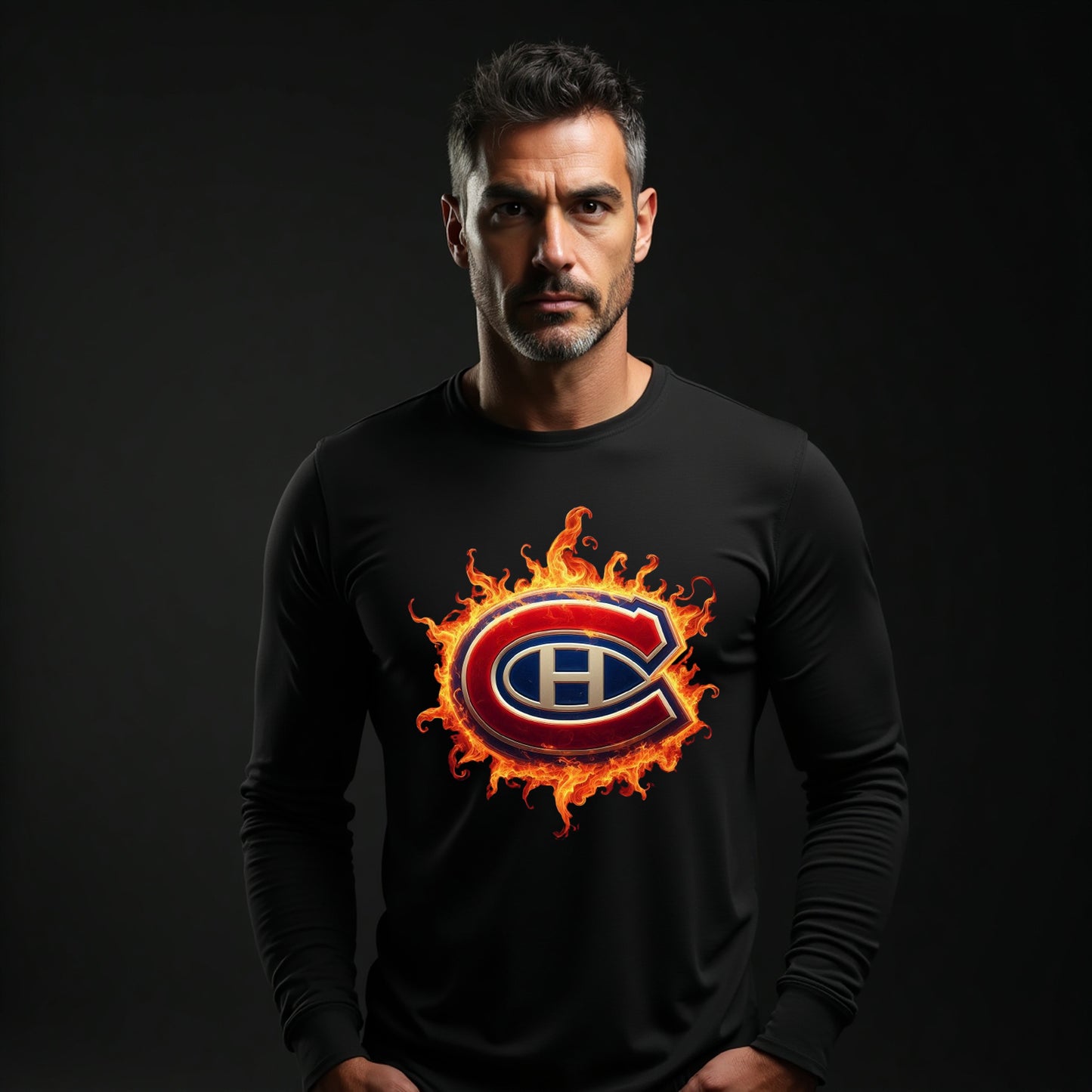 Montreal Canadiens, "Flames" Long Sleeve T Shirt