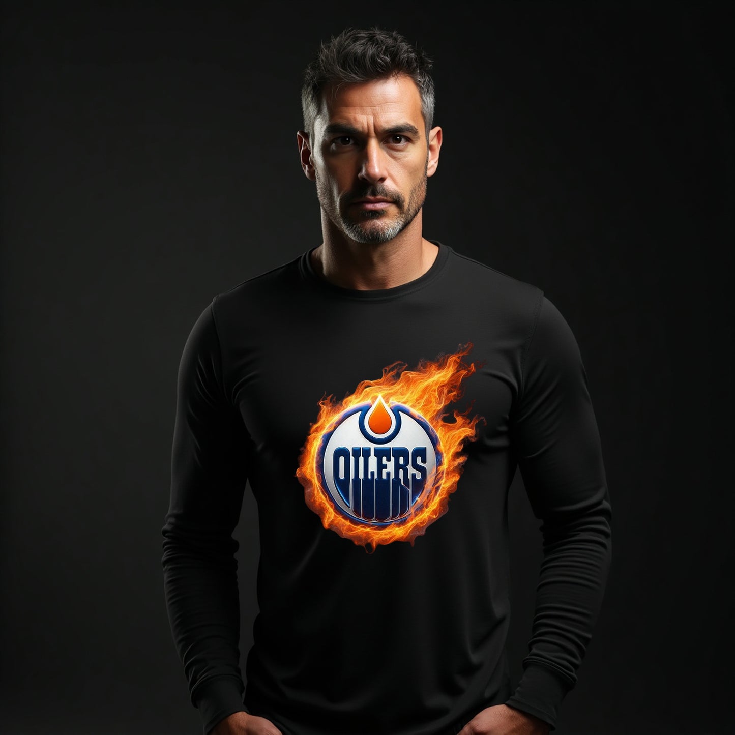 Edmonton Oilers, "The Flames" Long Sleeve T Shirt