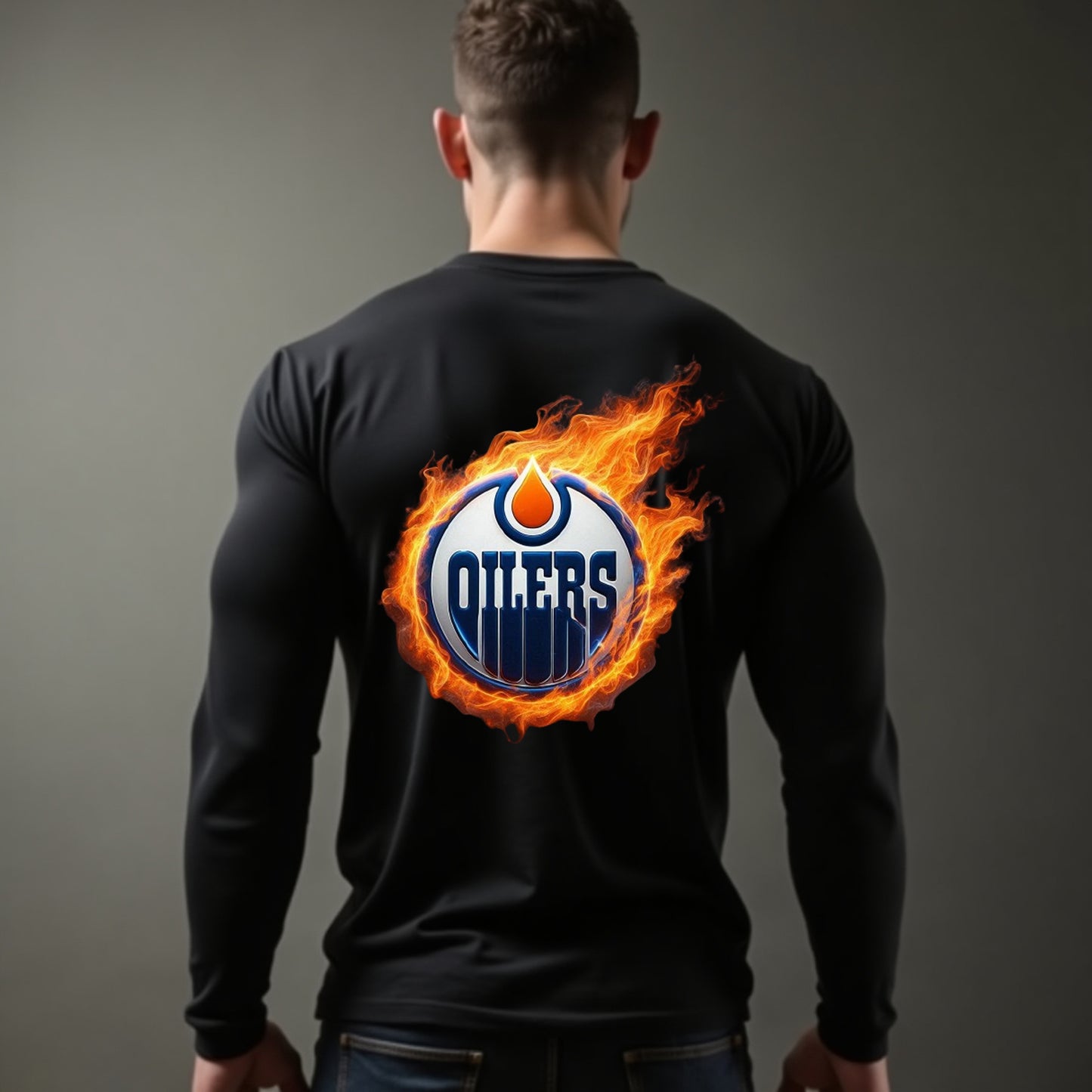 Edmonton Oilers, "The Flames" Long Sleeve T Shirt