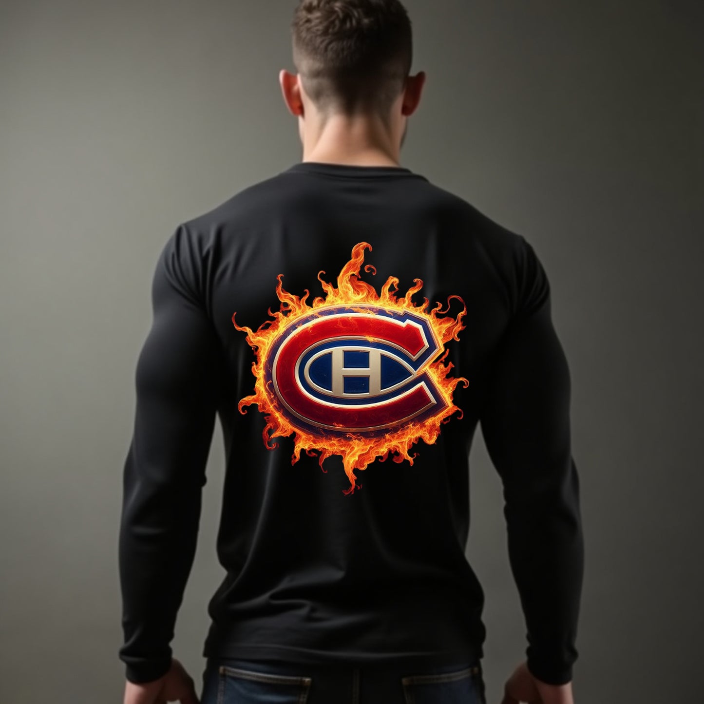 Montreal Canadiens, "Flames" Long Sleeve T Shirt
