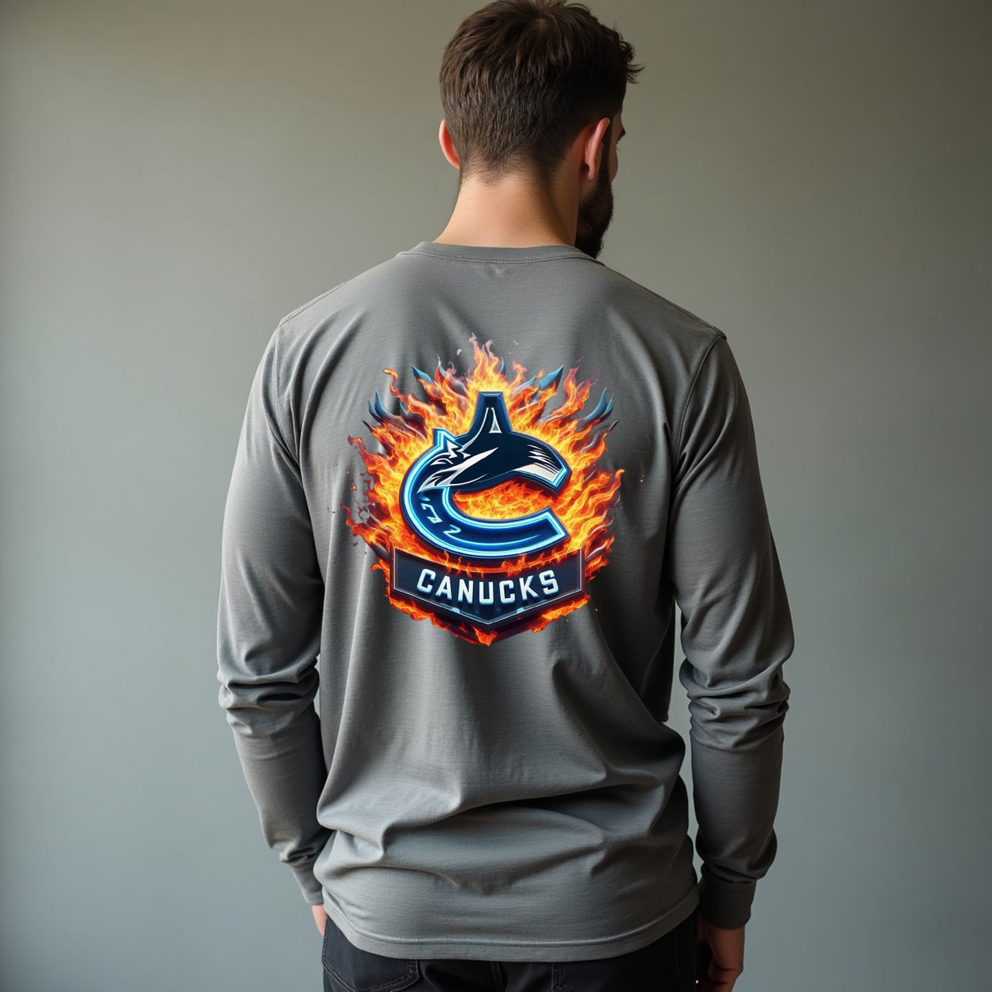 Vancouver Canucks, "The Flames" Long Sleeve T Shirt